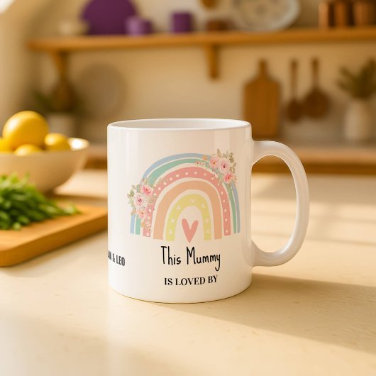 Personalized Mum's Rainbow & Floral Name Mug Kaffeetasse