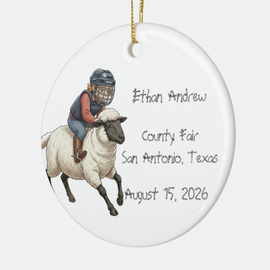 Personalized Mutton Bustin Boy  Keramik Ornament (Links)