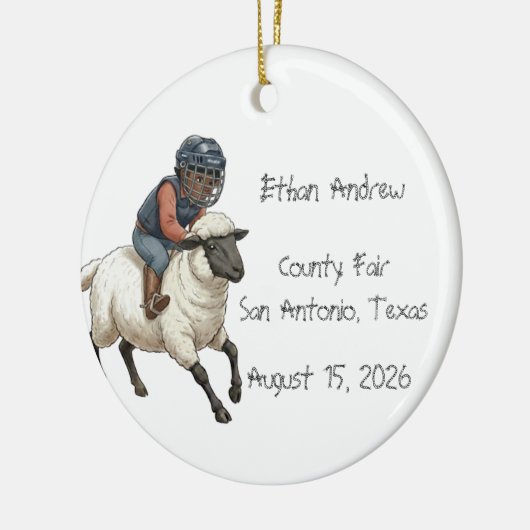 Personalized Mutton Bustin Rodeo Boy  Keramik Ornament (Links)