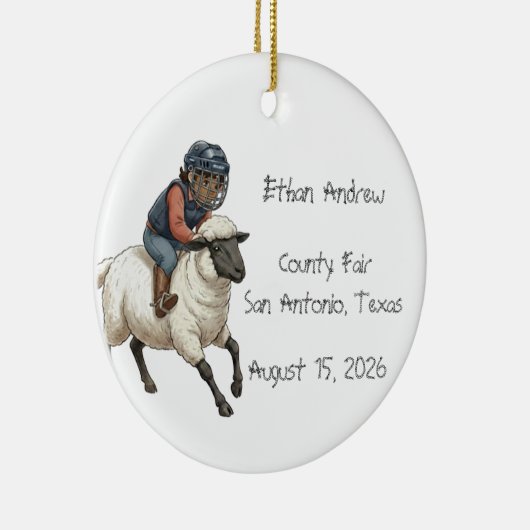 Personalized Mutton Bustin Rodeo Boy Keramik Ornament (Rechts)