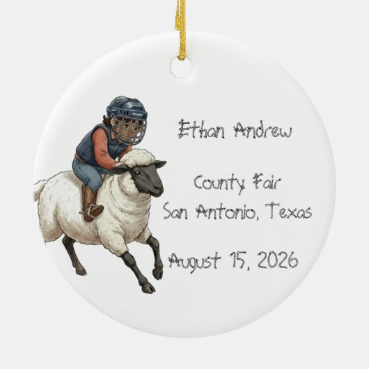 Personalized Mutton Bustin Rodeo Boy Keramik Ornament (Hinten)