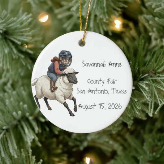 Personalized Mutton Bustin Rodeo Girls Keramik Ornament (Baum)