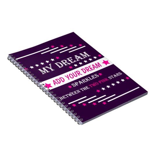 Personalized My Dream Between the Two Pink Stars Notizblock (Rechte Seite)