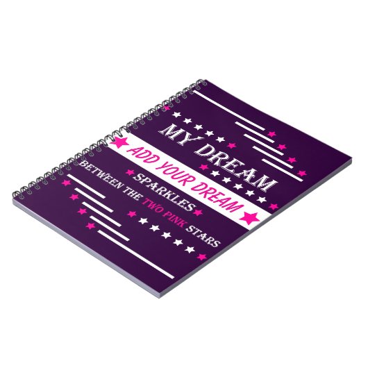 Personalized My Dream Between the Two Pink Stars Notizblock (Linke Seite)