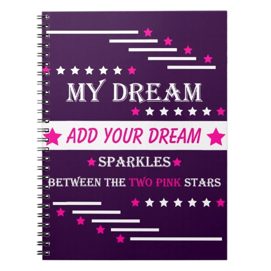 Personalized My Dream Between the Two Pink Stars Notizblock (Vorderseite)