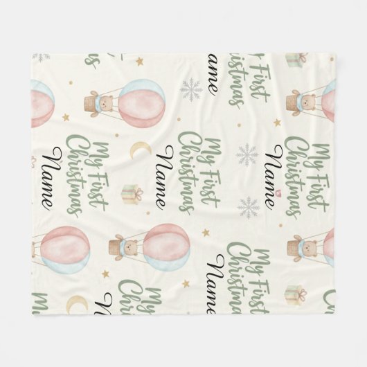 Personalized My First Christmas Name Keepsake  Fleecedecke (Vorderseite (Horizontal))