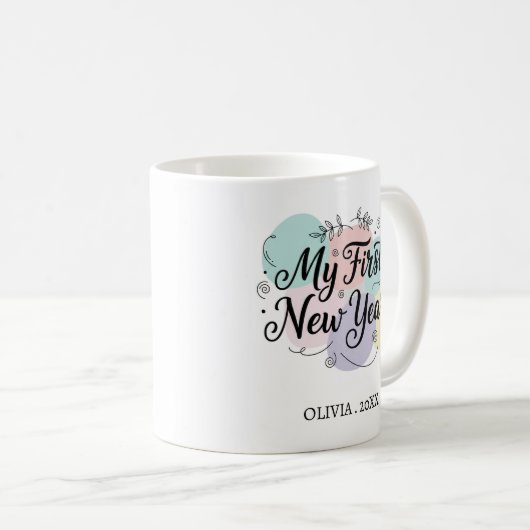 Personalized My First New Year Mug – Custom Name Kaffeetasse (VorderseiteRechts)