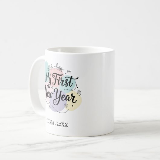 Personalized My First New Year Mug – Custom Name Kaffeetasse (Vorderseite Links)