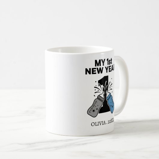 Personalized My First New Year Mug – Custom Name Kaffeetasse (VorderseiteRechts)