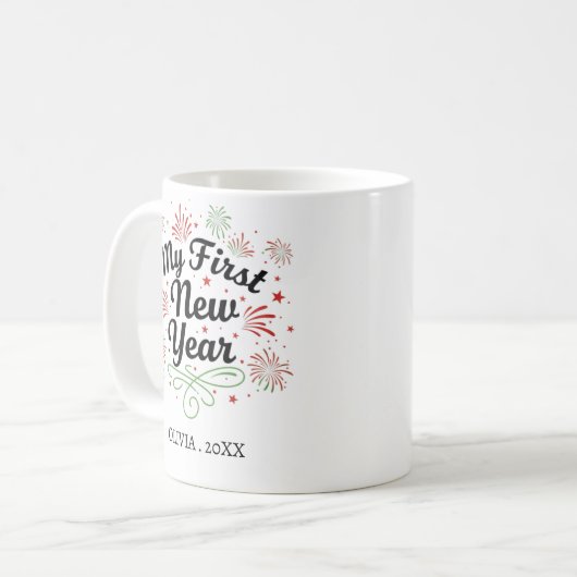 Personalized My First New Year Mug – Custom Name Kaffeetasse (Vorderseite Links)