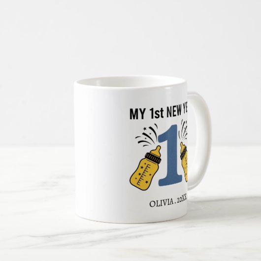 Personalized My First New Year Mug – Custom Name Kaffeetasse (VorderseiteRechts)