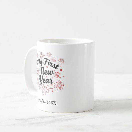 Personalized My First New Year Mug – Custom Name Kaffeetasse (Vorderseite Links)