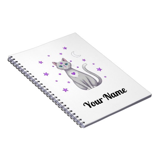 Personalized Mystic Gray Cat Notebook Notizblock (Rechte Seite)