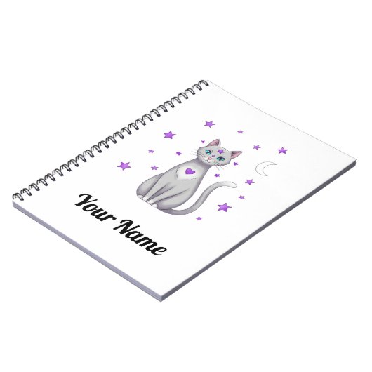 Personalized Mystic Gray Cat Notebook Notizblock (Linke Seite)