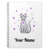 Personalized Mystic Gray Cat Notebook Notizblock (Vorderseite)