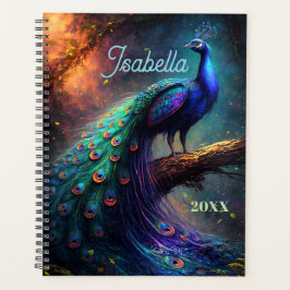 Personalized Mystical Beautiful Peacock in Forest Planer