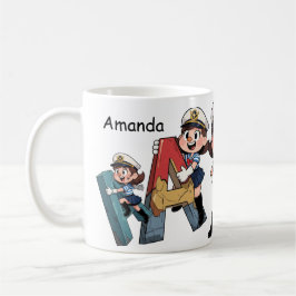 Personalized  Name & A Sailor Cartoon Character  Kaffeetasse