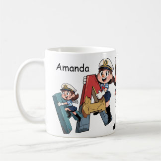 Personalized  Name & A Sailor Cartoon Character  Kaffeetasse