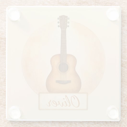 Personalized Name Acoustic Guitar For Music Lovers Glasuntersetzer (Rückseite)