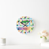 Personalized name alligator rainbow paws runde wanduhr (Zuhause)