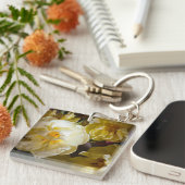 Personalized name and Flower Photo Schlüsselanhänger (Vorderseite rechts)