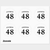 Personalized name and Jersey number  Runder Aufkleber (Blatt)