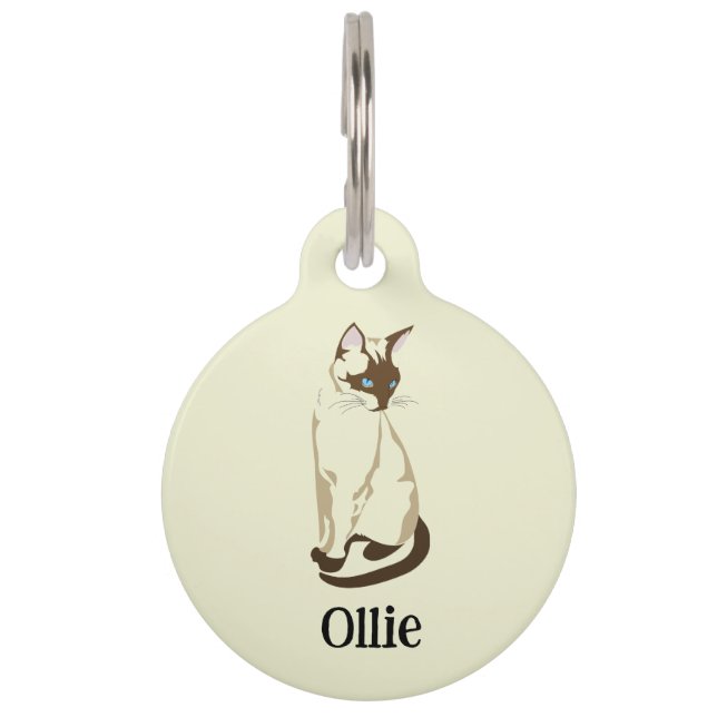 Personalized Name and No. Phone - Siamese Cat Haustiermarke (Vorderseite)