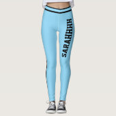 Personalized Name Baby Blue Black Stripes Fun Gift Leggings (Vorderseite)