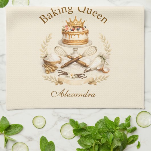 Personalized Name Baking Queen Geschirrtuch (Gefaltet)