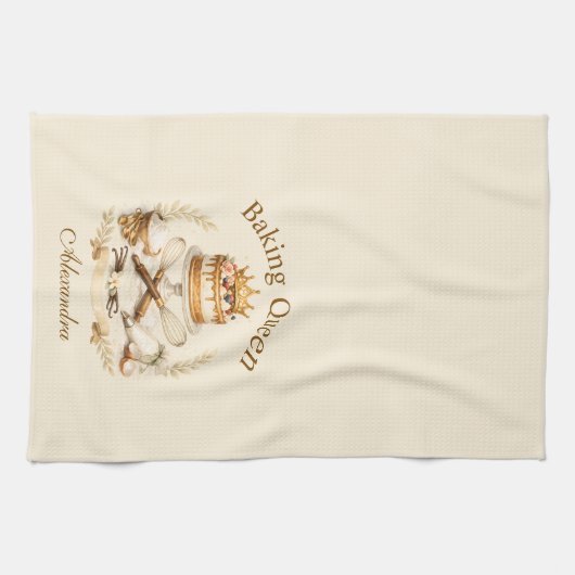 Personalized Name Baking Queen Geschirrtuch (Horizontal)