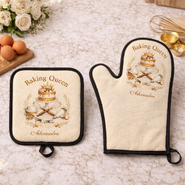 Personalized Name Baking Queen Ofenhandschuh & Topflappen-Set