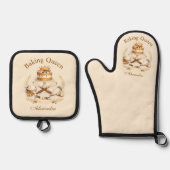 Personalized Name Baking Queen Ofenhandschuh & Topflappen-Set (Vorderseite)