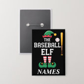 Personalized Name Baseball Elf Family Matching Button (Vorderseite/Rückseite)
