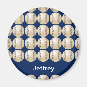 Personalized Name Baseball Magnet, Blue background Magnet