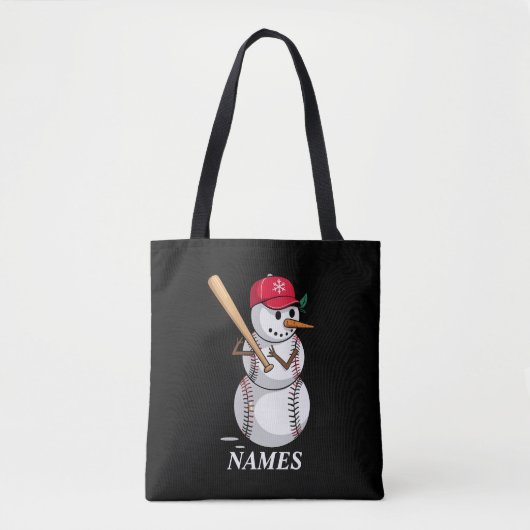 Personalized Name Baseball Snowman Balls Snow Xmas Tasche (Vorderseite)