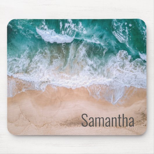Personalized name Beach Waves Ocean Surf Mousepad (Vorne)