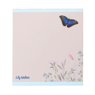 Personalized Name Beautiful Blue Morpho Butterfly Notizblock