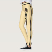 Personalized Name Beige And Black Stripes Fun Gift Leggings (Links)