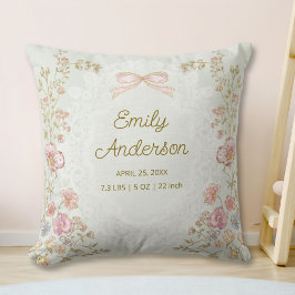 Personalized Name Birth Stats Watercolor Floral Kissen