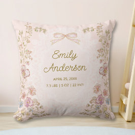 Personalized Name Birth Stats Watercolor Floral Kissen