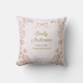 Personalized Name Birth Stats Watercolor Floral Kissen (Vorderseite)