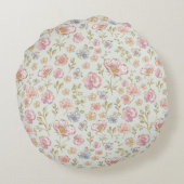 Personalized Name Birth Stats Watercolor Floral Rundes Kissen (Rückseite)