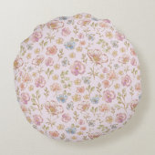 Personalized Name Birth Stats Watercolor Floral Rundes Kissen (Rückseite)