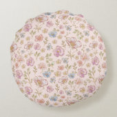 Personalized Name Birth Stats Watercolor Floral Rundes Kissen (Rückseite)