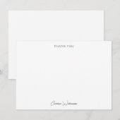 Personalized Name Black Script Elegant Simple Dankeskarte (Vorne/Hinten)