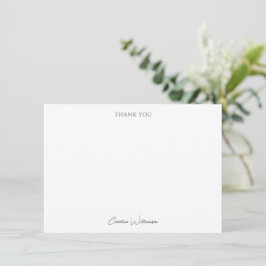 Personalized Name Black Script Elegant Simple Dankeskarte
