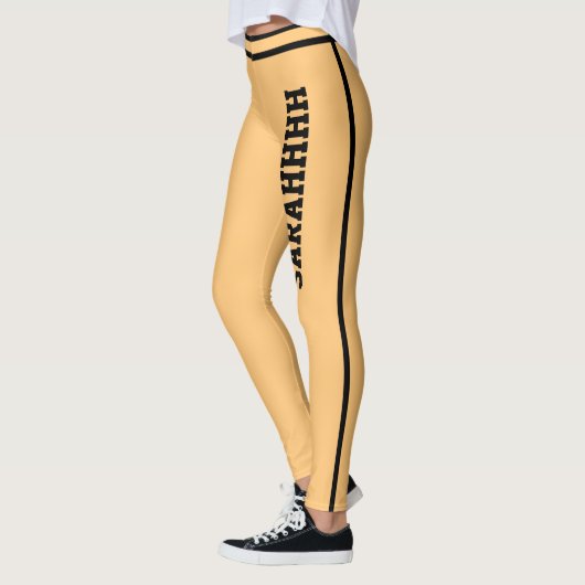 Personalized Name Black Stripes Custom Made Gift Leggings (Links)