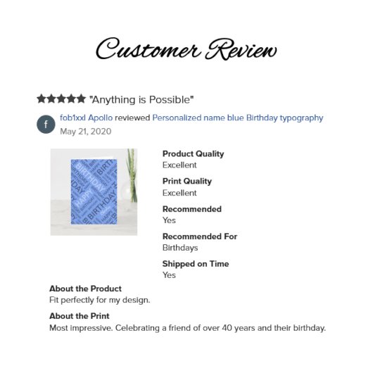 Personalized name blue Birthday typography Karte