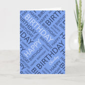 Personalized name blue Birthday typography Karte (Vorderseite)
