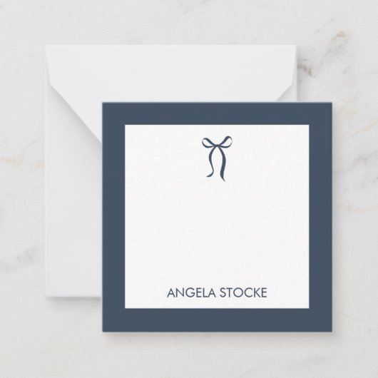 Personalized Name Blue Bow Mitteilungskarte (Vorderseite)